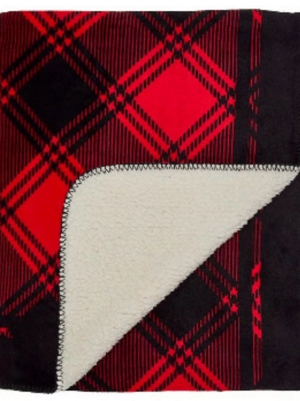 NWT, PINK Victoria’s Secret Red and Black Plaid Super Soft Sherpa-Lined Blanket - Picture 9 of 9